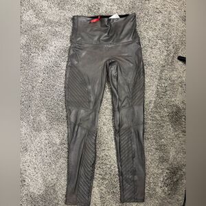 Spanx metallic gray moto leggings. XL